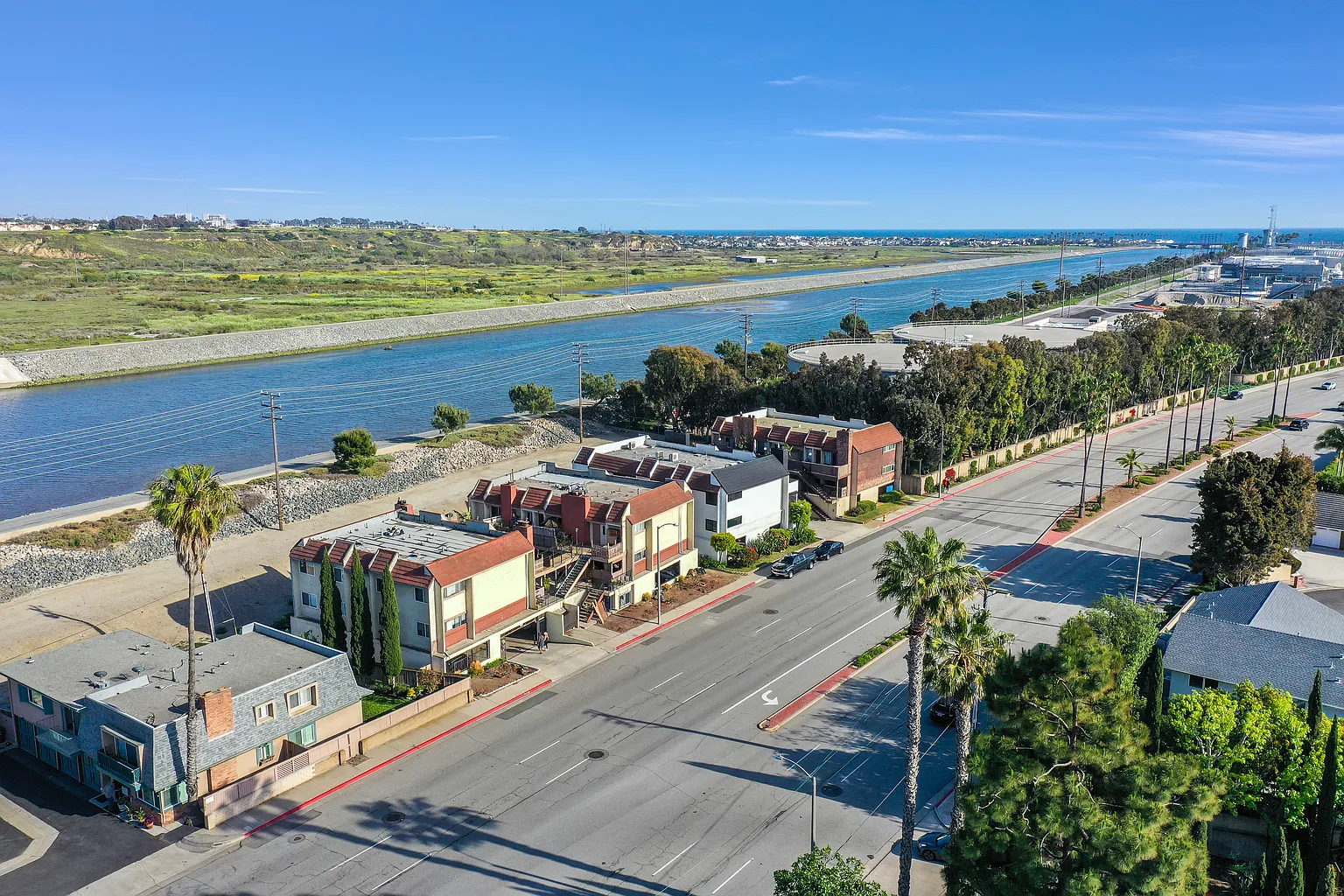 Aerial view of 21782 Brookhurst and the surrounding neighborhood