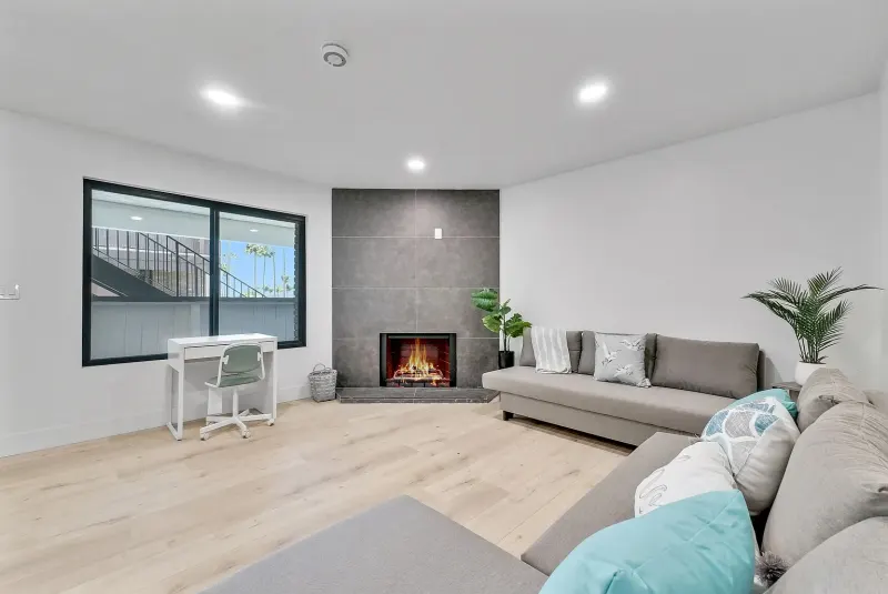 Living room with fireplace